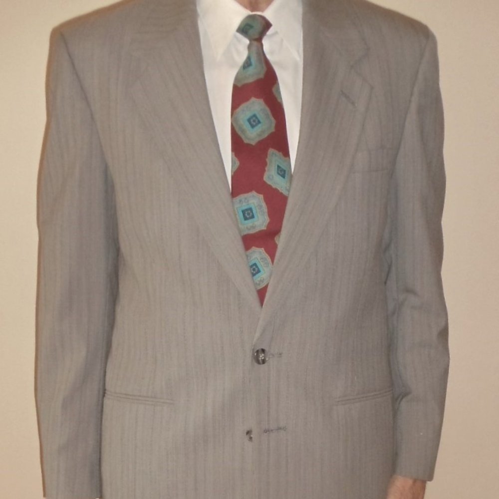 Perry Ellis Designer Sports Coat 40 Reg. Gray/Blue European Style - Vintage
